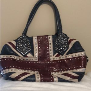 British flag studded tote purse